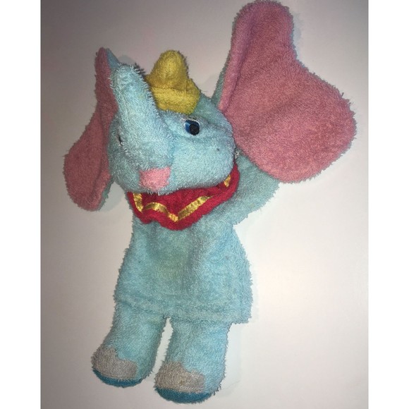 Disney Dumbo Hand Puppet Blue Soft Lovey Plush Vintage Terrycloth Blue - Picture 3 of 8